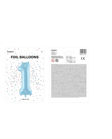 Balon foliowy XXL 86 cm BŁĘKITNY Cyfra 1
