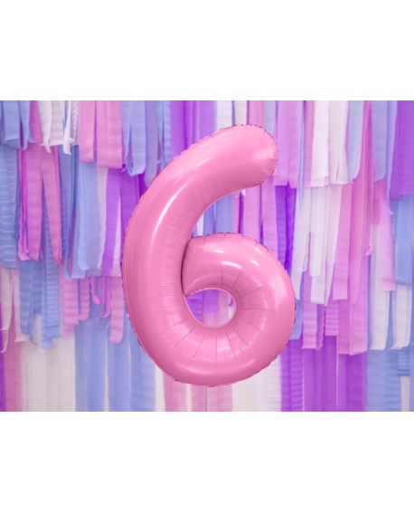 Balon foliowy XXL 86 cm RÓŻOWY Cyfra 6
