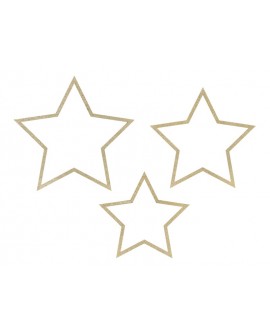 Decorative wooden pendants GLITTER STARS 3 pcs