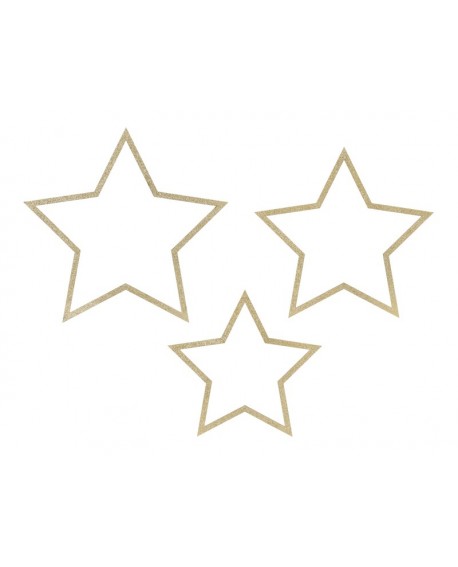 Decorative wooden pendants GLITTER STARS 3 pcs