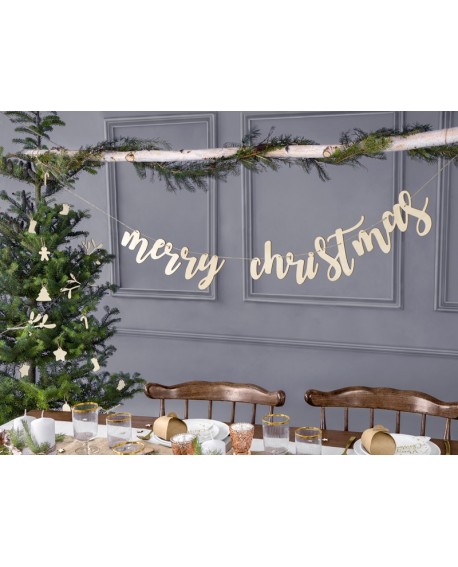 Garland Banner Merry Christmas Wooden 87 cm