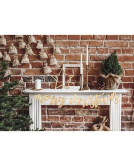 Garland Banner Merry Christmas Wooden 87 cm