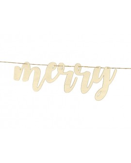 Girlanda Baner Merry Christmas Drewniany 87 cm