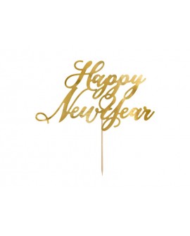 Topper Happy New Year ZŁOTY Ozdoba na tort