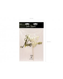 Topper Happy New Year ZŁOTY Ozdoba na tort