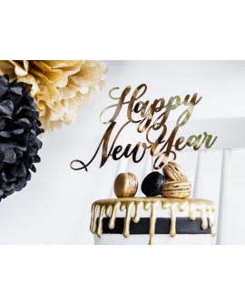Topper Happy New Year ZŁOTY Ozdoba na tort