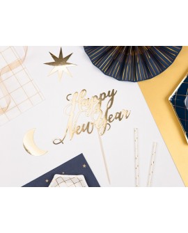 Topper Happy New Year ZŁOTY Ozdoba na tort