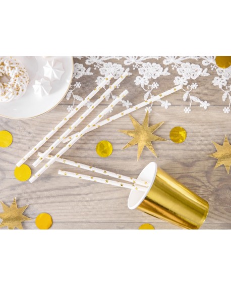 Papierstrohhalme 10Stk Streifen, gold