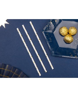 Papierstrohhalme 10Stk Streifen, gold Papierstrohhalme 10Stk Streifen, gold