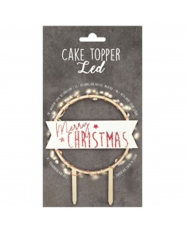 Topper Merry Christmas drewniany LED świeci Topper Merry Christmas drewniany LED świeci