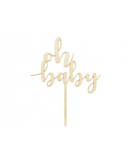 Topper Oh Baby drewniany Ozdoba na tort Roczek