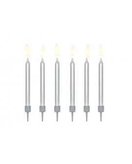Geburtstagskerzen 6 cm SILBER GLATT 6 Stück