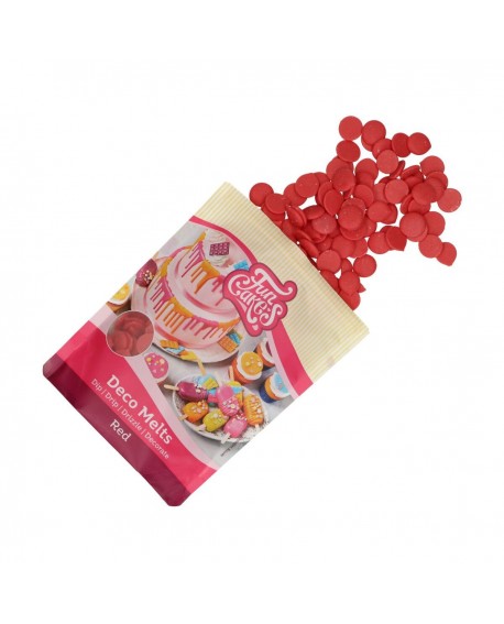 Dropsy czekoladowe FunCakes Deco Melts, czerwone, 250 g