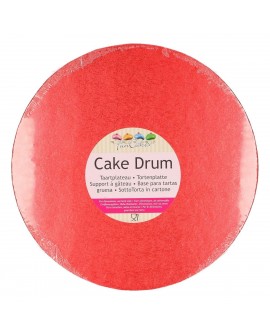 Podkład pod tort CZERWONY 12 mm SZTYWNY 25 cm
