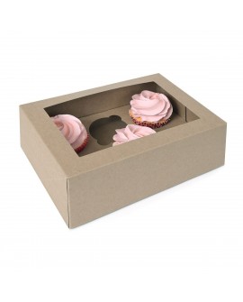 Verpackung für 6 Cupcakes, Natur-Kraftpapier, 2 Stück