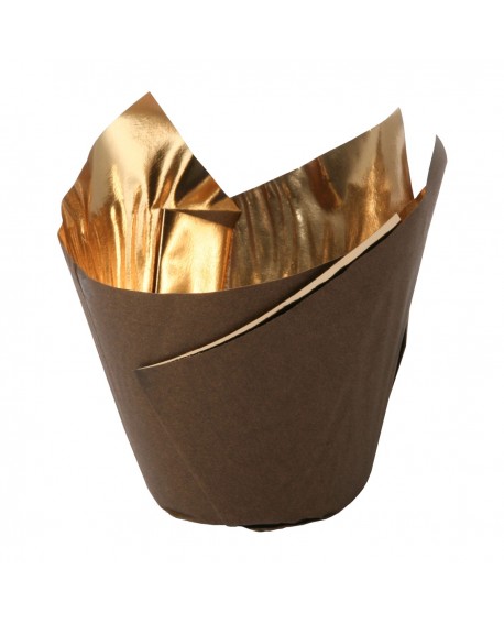 Royal tulip cups GOLD-BROWN 100 pcs, foiled