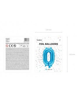 Balon foliowy 35 cm NIEBIESKI Cyfra 0