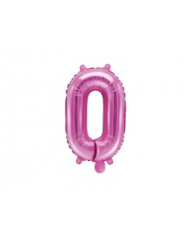 Balon foliowy 35 cm C RÓŻOWY Cyfra 0