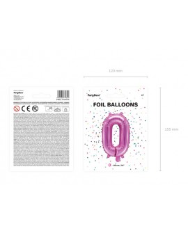 Balon foliowy 35 cm C RÓŻOWY Cyfra 0