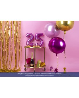 Фольгированный воздушный шар 35 см, розовый, цифра 0