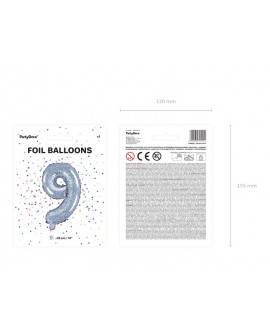 Balon foliowy 35 cm HOLOGRAFICZNY Cyfra 9