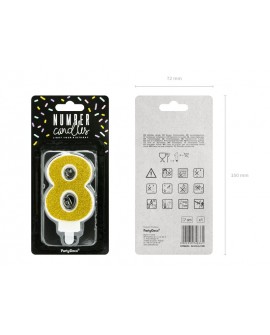 Świeczka cyferka 80 ZŁOTY KONTUR