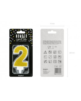 Świeczka cyferka 80 ZŁOTY KONTUR