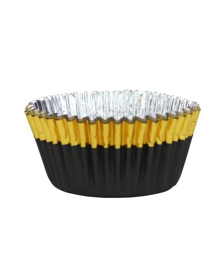 PME muffinpapír 30 db FEKETE Fóliázott Arany Csíkos
